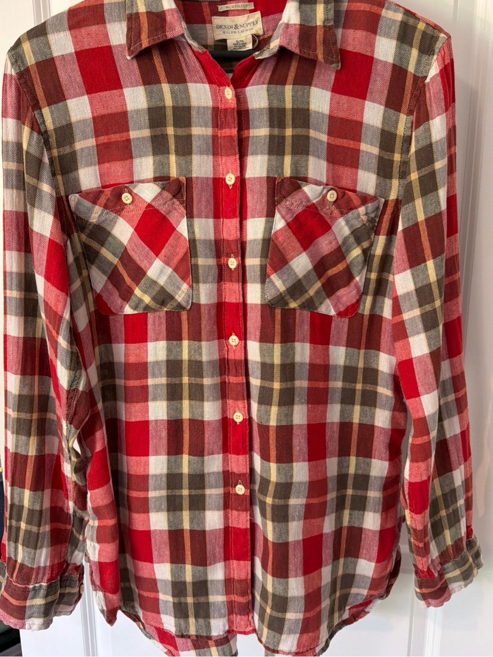 Denim & Supply Ralph Lauren Red Multi Plaid Button-Down Shirt flannel xl long